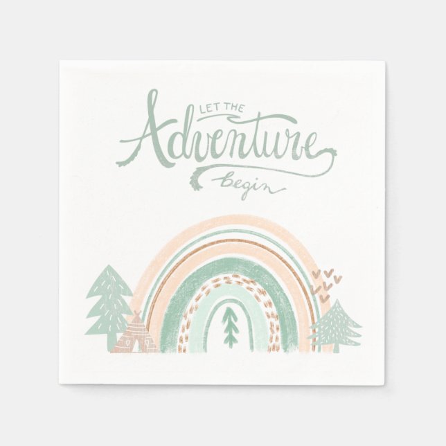 Serviette En Papier Boho Woodland Rainbow Adventure (Devant)