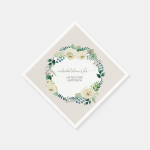 Serviette En Papier BOHO Wreath Rustique Albâtre Roses Folial Floral