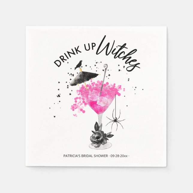 Serviette En Papier Boire des sorcières Cocktail Halloween Fête des ma (Devant)