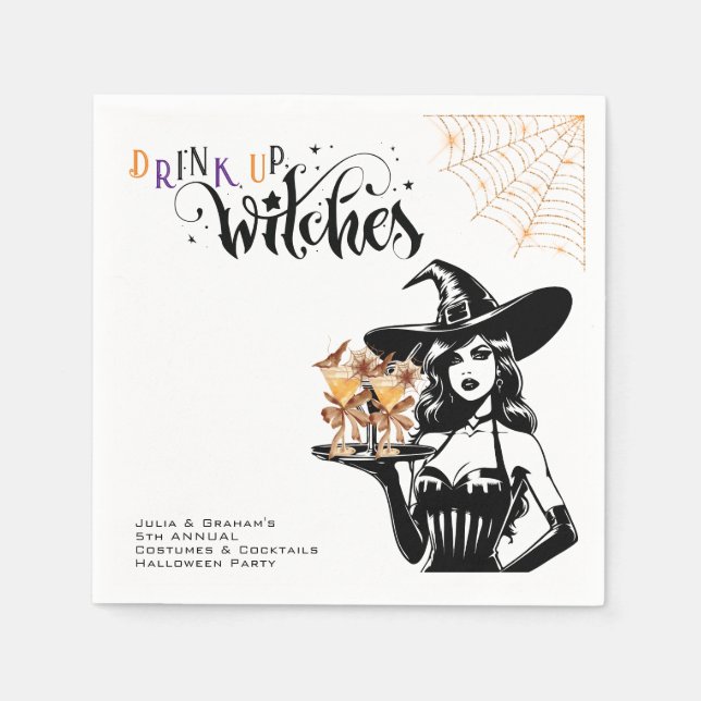 Serviette En Papier Boire des sorcières Costumes Cocktail Halloween Pa (Devant)