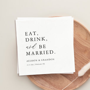 Serviette En Papier Boire et être marié Bar Mariage serviettes