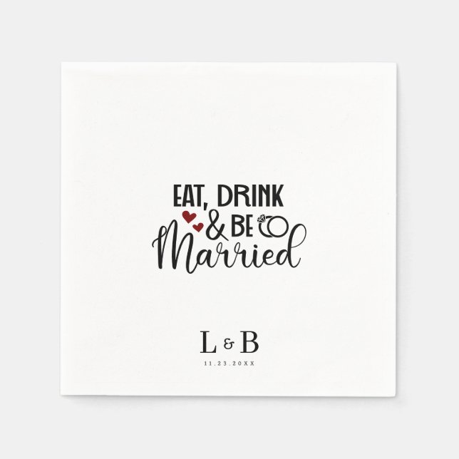 Serviette En Papier Boire être marié Couple Monogram Mariage (Devant)