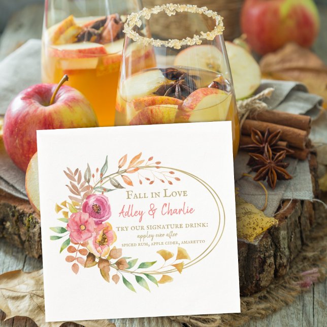 Serviette En Papier Boire signature mariage de automne serviettes de c (Créateur téléchargé)