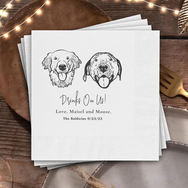 Serviette En Papier Boire Simple Sur Moi Chien Dessin Main Mariage Nap (Créateur téléchargé)