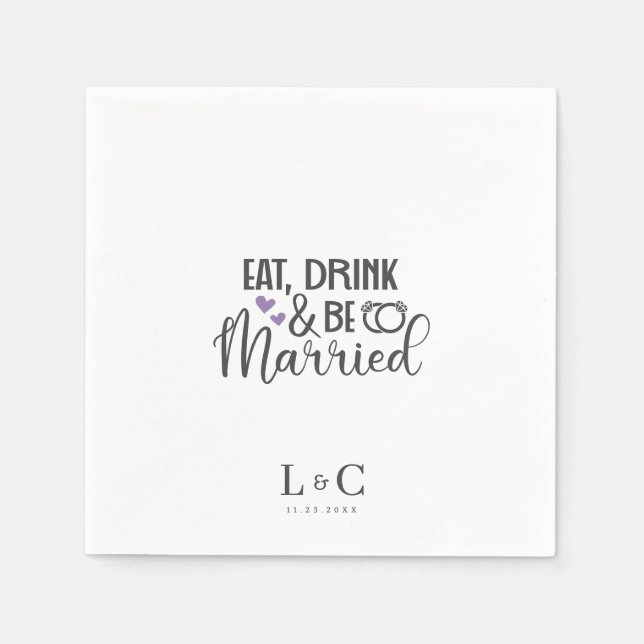 Serviette En Papier Boire Soit Marié Gay Couple Mariage Monogramme (Devant)
