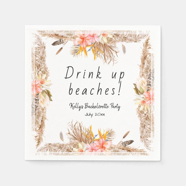 Serviette En Papier Boire sur les plages Bachelorette Party (Devant)