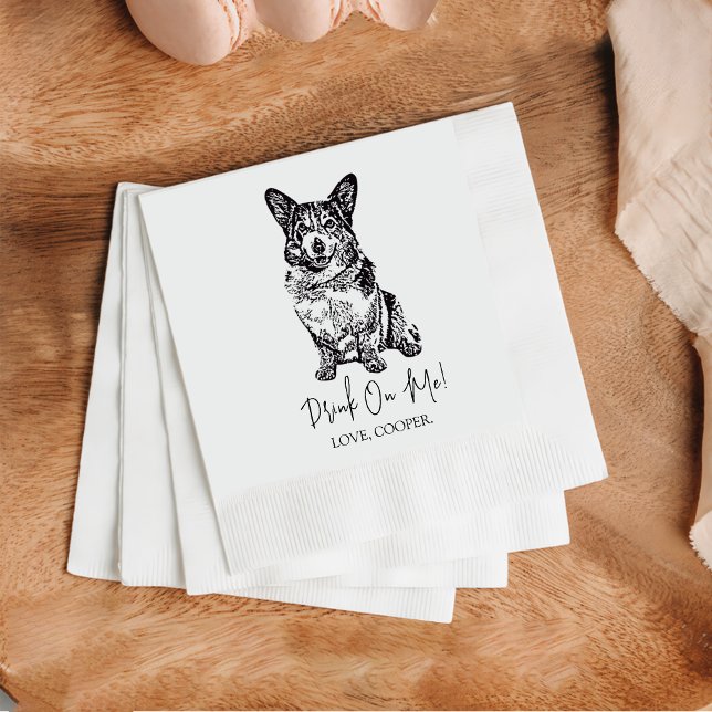Serviette En Papier Boire Sur Moi Chien Custom Cocktail Napkin (Créateur téléchargé)
