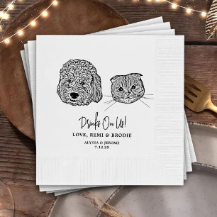 Serviette En Papier Boire Sur Nous Animaux Personnalisés Dessin À La M