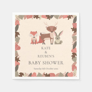 Serviette En Papier Bois Animaux Couples Baby shower / Saupoudrer