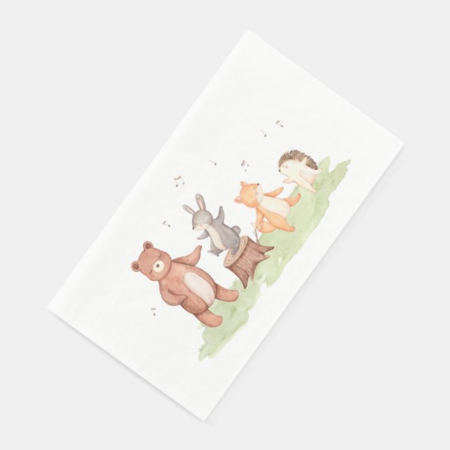Serviette En Papier Bois Animaux Danser Pique-nique Forêt (Coin)