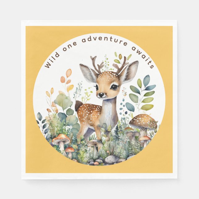 Serviette En Papier Bois Animaux Deer Partyware Décor Dîner (Devant)