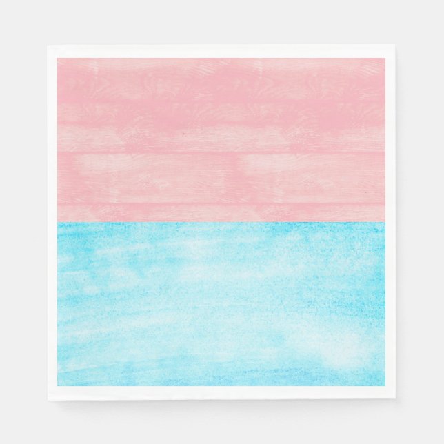 Serviette En Papier Bois Aquarelle rose et bleu Bébé Révélation de gen (Devant)