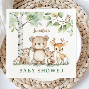 Serviette En Papier Bois Baby shower Belle forêt Animaux Papier