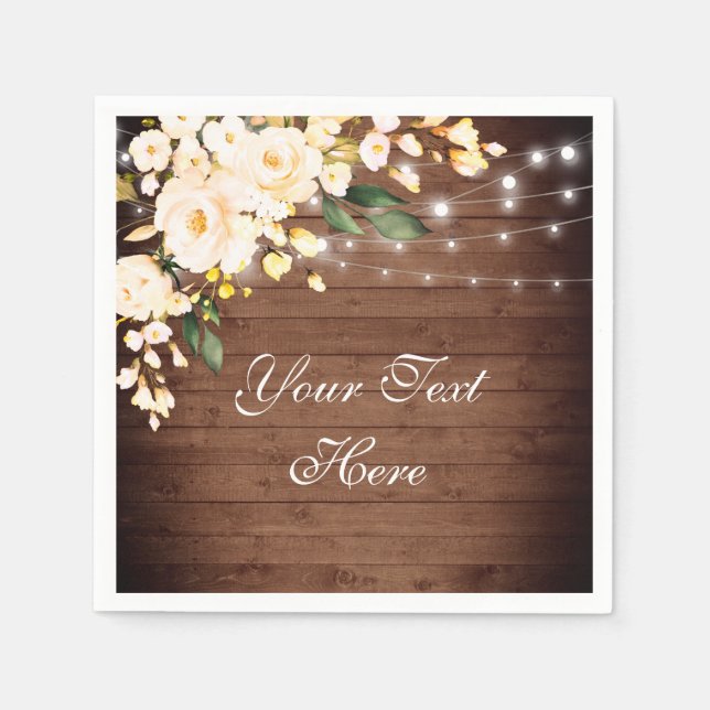 Serviette En Papier Bois & Blush Rose Verdure Rustique Mariage Papier (Devant)