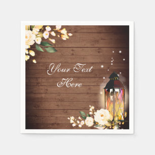 Serviette En Papier Bois & Blush Rose Verdure Rustique Mariage Papier