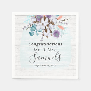 Serviette En Papier Bois botanique rustique de coton du pays du Sud