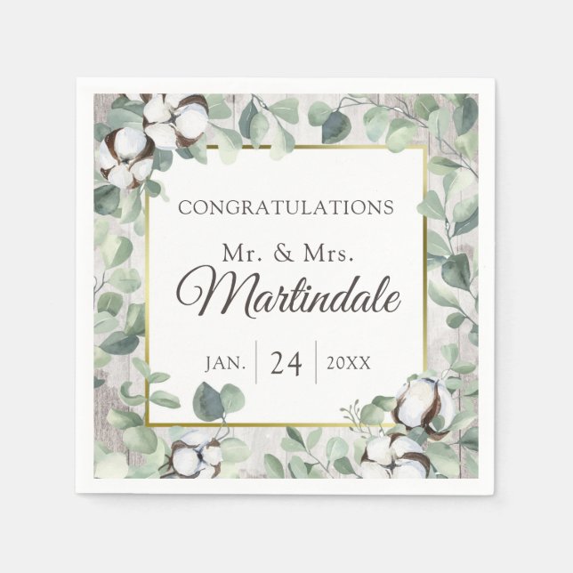 Serviette En Papier Bois botanique rustique de coton du pays du Sud (Devant)