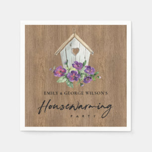 SERVIETTE EN PAPIER BOIS DE BOIS FLORAL BIRD HOUSE HOUSEWARMINING