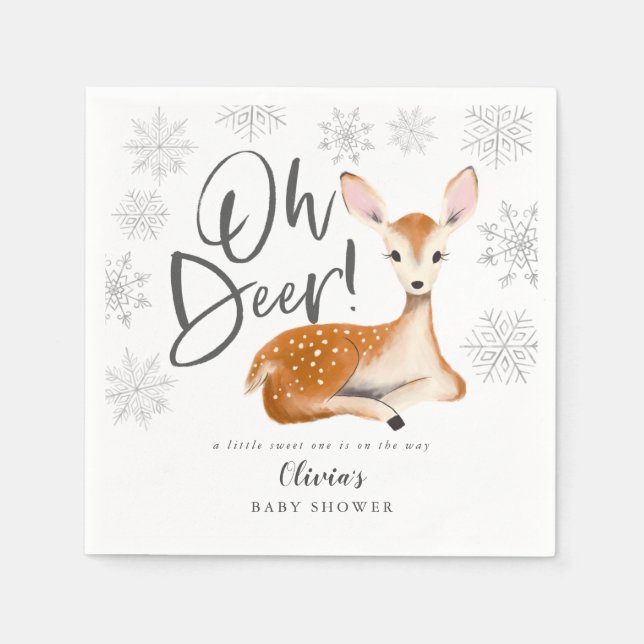 Serviette En Papier Bois de cerf rustique thème Baby shower gris (Devant)