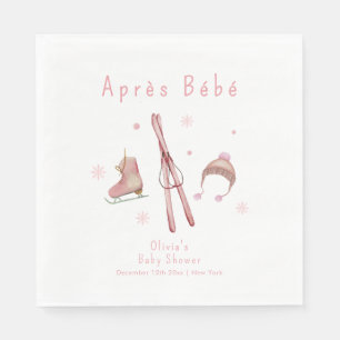 Serviette En Papier Bois de l'hiver rose Après Bébé Baby Shower de ski