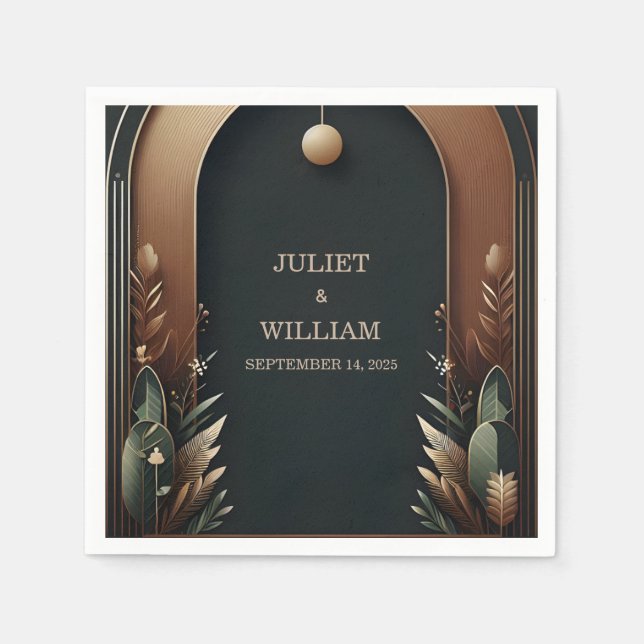 Serviette En Papier Bois Forêt Grange rustique Mariage Arc de ferme (Devant)