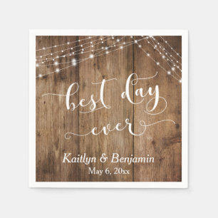 Serviette En Papier Bois rustique avec lumières blanches, meilleur jou