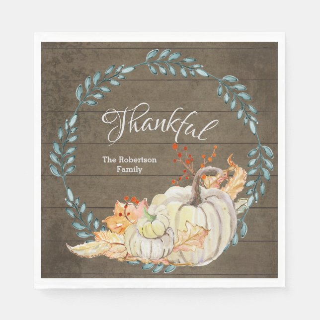 Serviette En Papier Bois rustique w Feuilles automnales dans Thanksgiv (Devant)