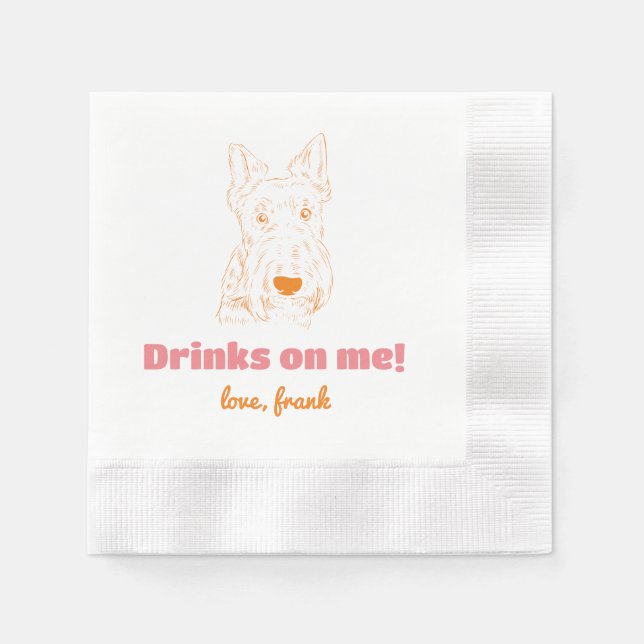 Serviette En Papier Bois sur moi ! Napkins Mariage Schnauzer (Devant)
