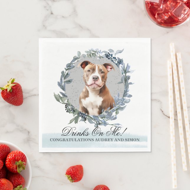 Serviette En Papier Bois sur moi ! Pitbull Chien mariage animal (En situation)