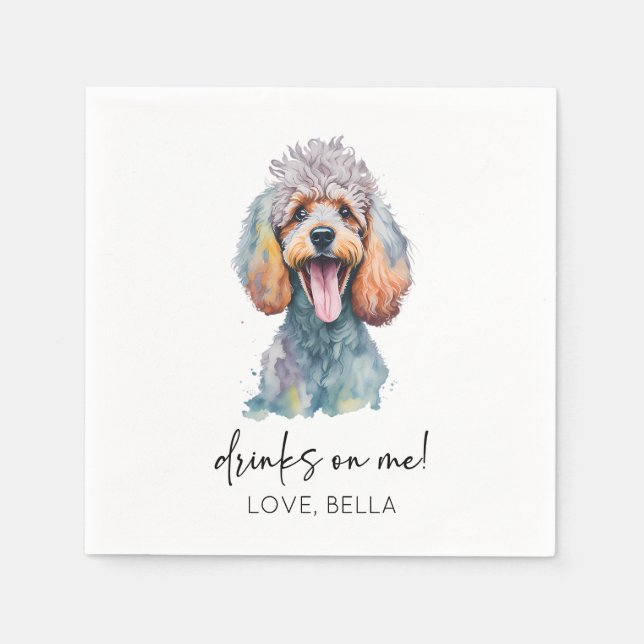 Serviette En Papier Bois Sur Moi ! Poodle chien Mariage animal de comp (Devant)