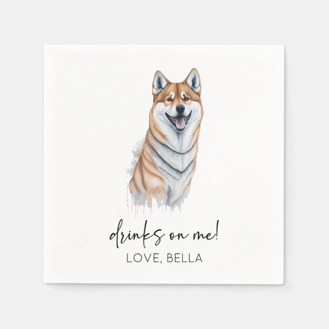 Serviette En Papier Bois Sur Moi ! Shiba Inu Chien Mariage animal (Devant)