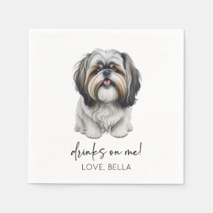 Serviette En Papier Bois Sur Moi ! Shih Tzu Chien Mariage animal de co