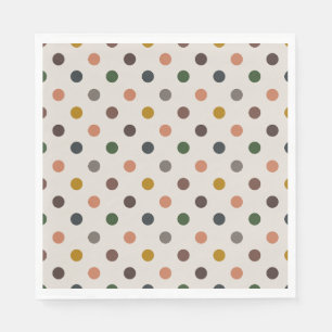 Serviette En Papier Bois Tons Terre Clair Motif Points Design