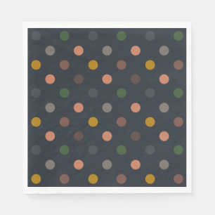 Serviette En Papier Bois Tons Terre Sombres Motif Points Polka