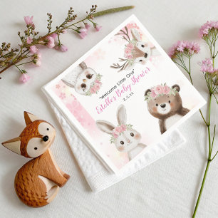 Serviette En Papier Bois Whimsical Floral Boho Baby Girl Douche