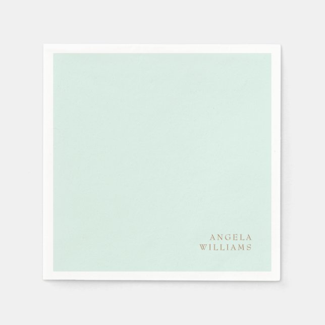 Serviette En Papier Boisson Cocktail Texte Or Personnalisé Menthe (Devant)