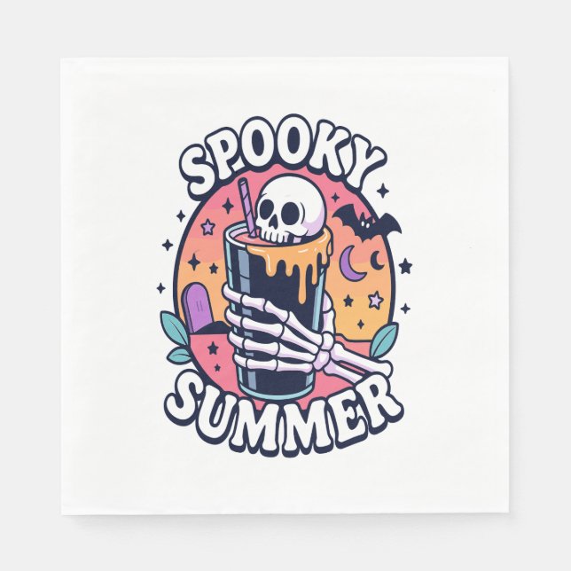 Serviette En Papier Boisson de squelette d'été Éffrayante d'Halloween (Devant)