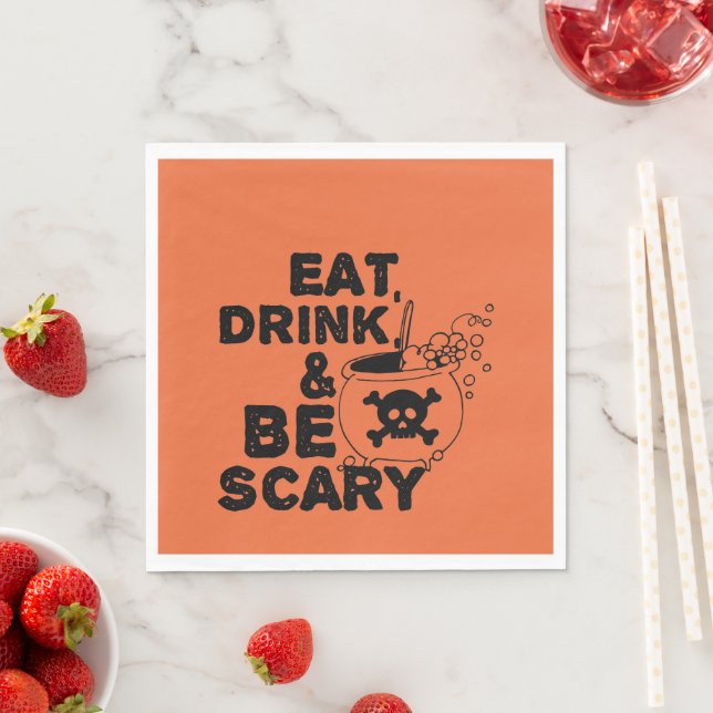 Serviette En Papier Boisson d'Halloween Orange (En situation)