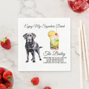 Serviette En Papier Boisson Signature de mariage pour Lab noir