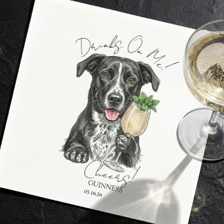Serviette En Papier Boisson Signature Portrait de Chien Dessiné à la M