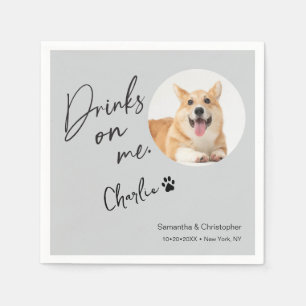 Serviette En Papier Boissons avec photo de chien personnalisée Mariage