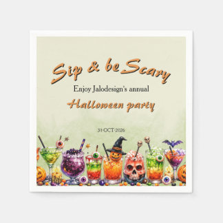Serviette En Papier Boissons Colorées Drôles Épouvantables Halloween F