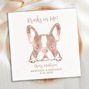 Serviette En Papier Boissons Élégantes Sur Moi Français Rose Bulldog M