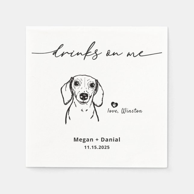 Serviette En Papier Boissons mignonnes sur moi Dachshund Pet Chien Mar (Devant)