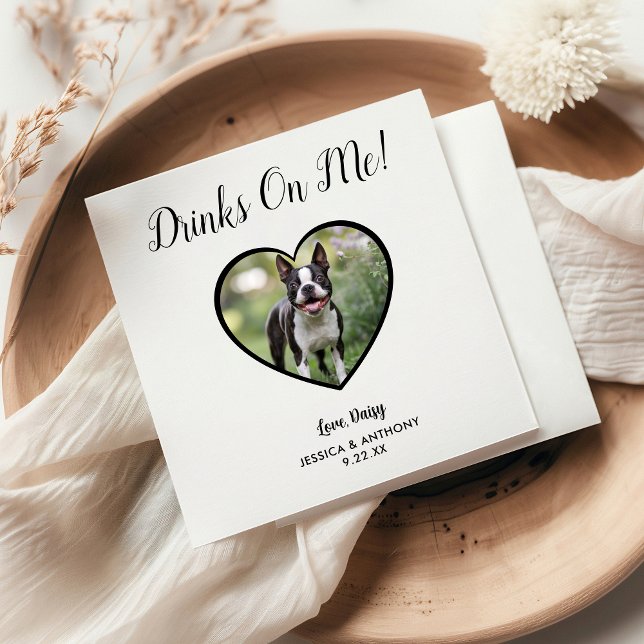 Serviette En Papier Boissons Modernes Sur Moi Photo Mariage Animaux (Créateur téléchargé)