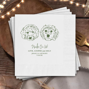 Serviette En Papier Boissons Offertes Animaux Compagnie Dessin Main Pe