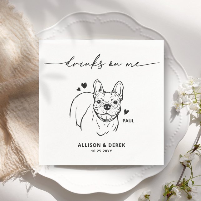 Serviette En Papier Boissons sur moi Chien Français Bulldog Mariage pe (Créateur téléchargé)
