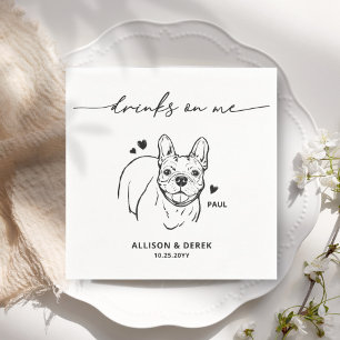 Serviette En Papier Boissons sur moi Chien Français Bulldog Mariage pe