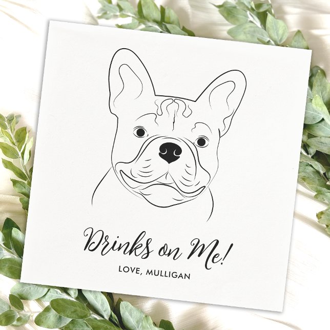Serviette En Papier Boissons sur moi Custom French Bulldog Mariage (Créateur téléchargé)