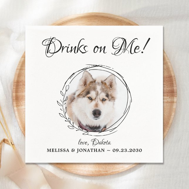Serviette En Papier Boissons sur moi Élégant Mariage photo chien anima (Créateur téléchargé)